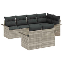 Tuin Sofa Set met kussen met opslag 7 pcs Lichtgrijs Poly riet