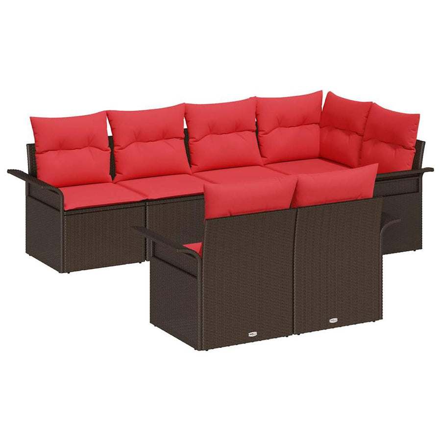 Tuin Sofa Set met kussen met opslag 7 pcs Bruin Poly riet