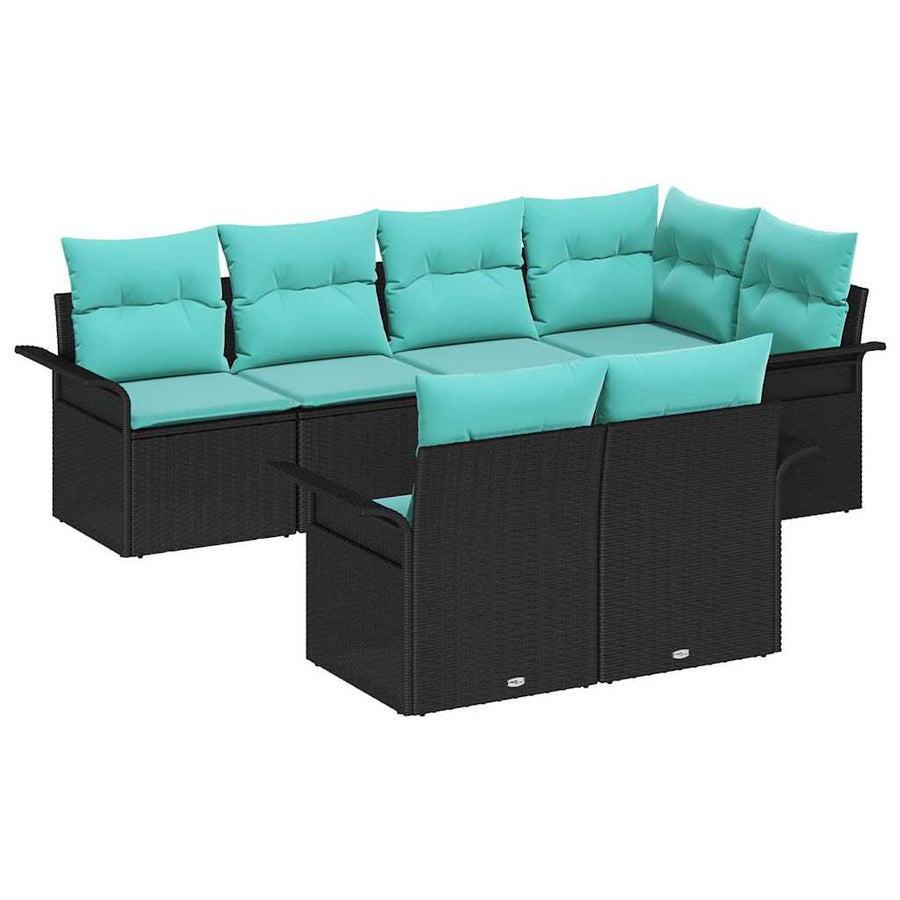 Tuin Sofa Set met kussen met opslag 7 pcs Zwart Poly riet