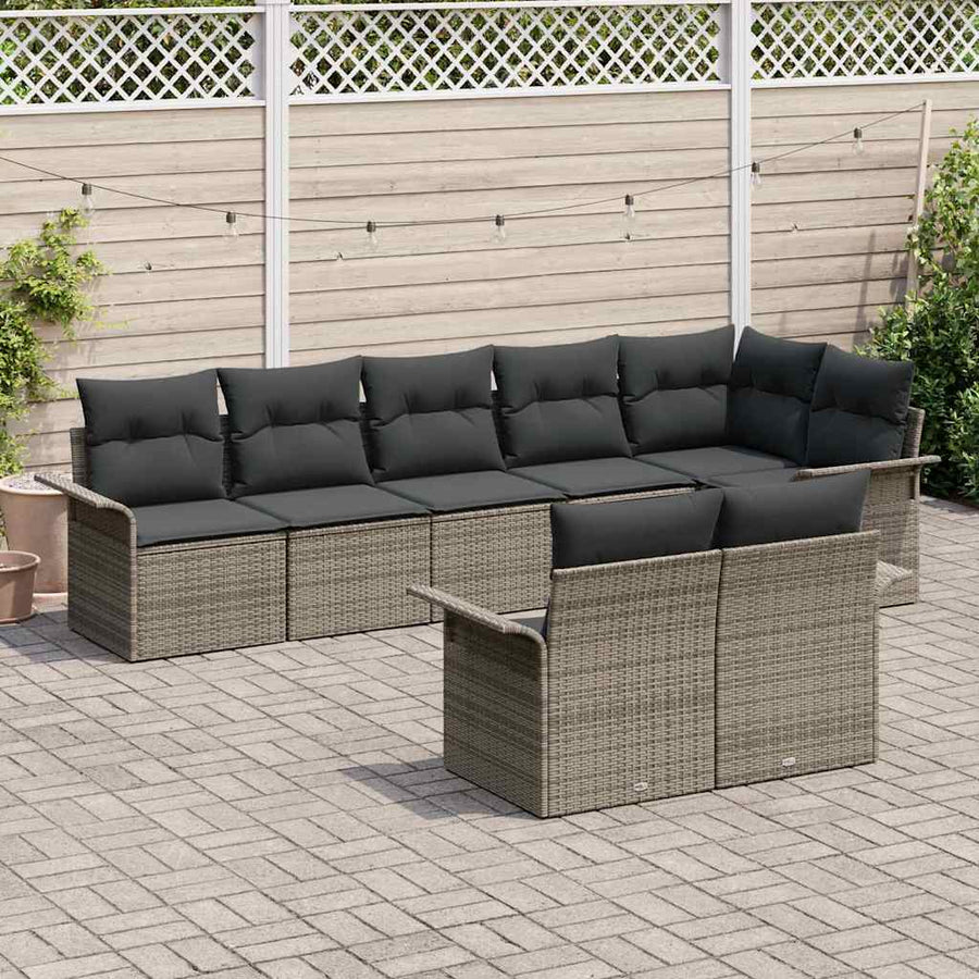 Tuin Sofa Set met opslag 8 pcs Grijs poly rattan