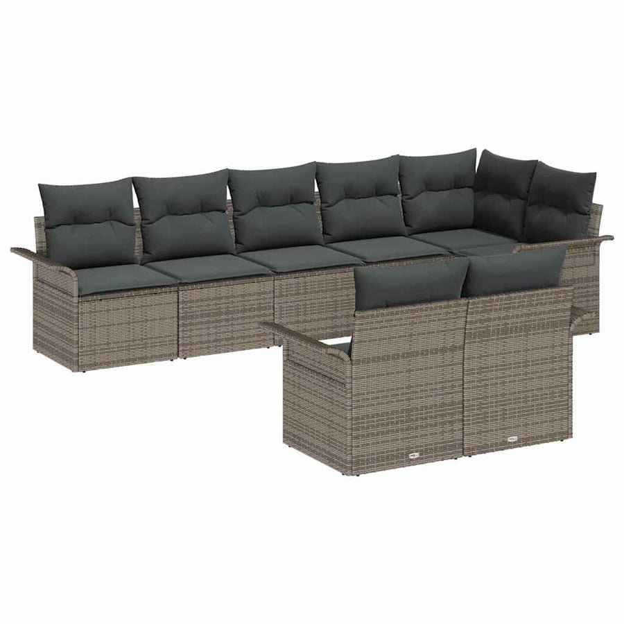 Tuin Sofa Set met opslag 8 pcs Grijs poly rattan