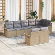 Tuinset poly rattan 8 personen beige met opslag