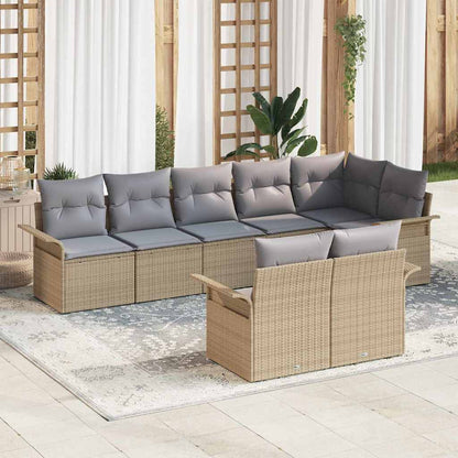 Tuin Sofa Set met opslag 8 pcs Beige poly rattan