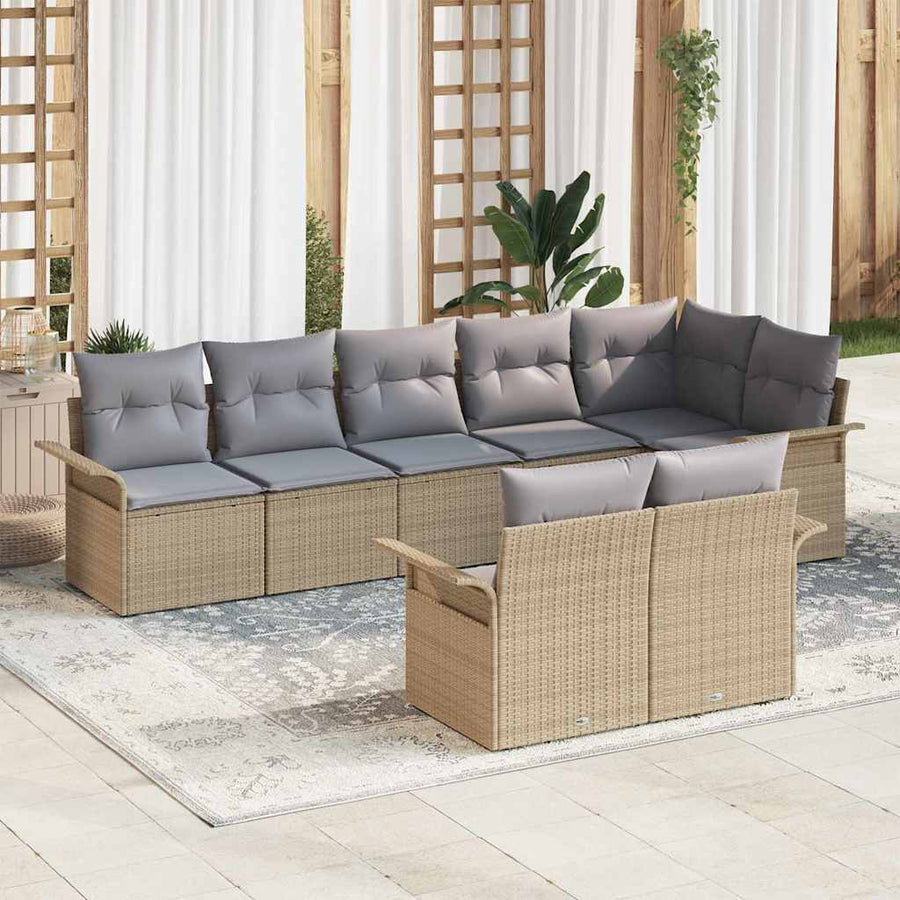 Tuin Sofa Set met opslag 8 pcs Beige poly rattan