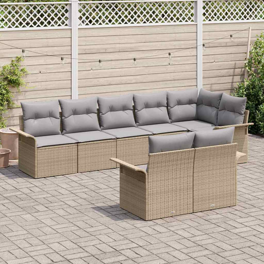 Tuin Sofa Set met opslag 8 pcs Beige poly rattan