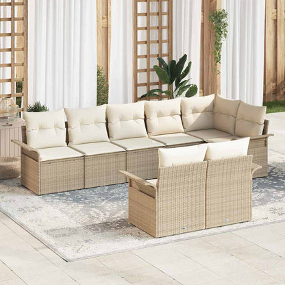 Tuin Sofa Set met opslag 8 pcs Beige poly rattan