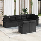 Tuinset poly rattan 8-delig zwart met opbergruimte
