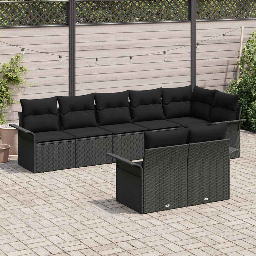 Tuin Sofa Set met opslag 8 pcs Zwart poly rattan