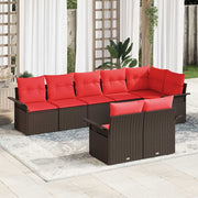 Tuinset poly rattan bruin 8-delig modulair met opslag
