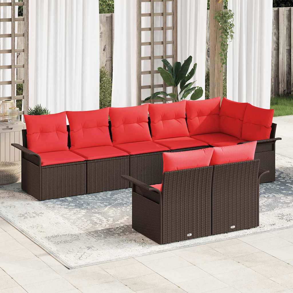 Tuin Sofa Set met opslag 8 pcs Bruin poly rattan