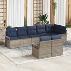 Tuinset poly rattan 8 personen grijs met opslag