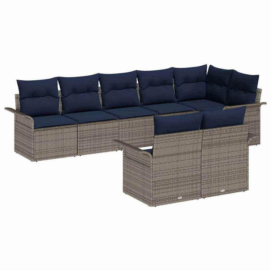 Tuin Sofa Set met opslag 8 pcs Grijs poly rattan