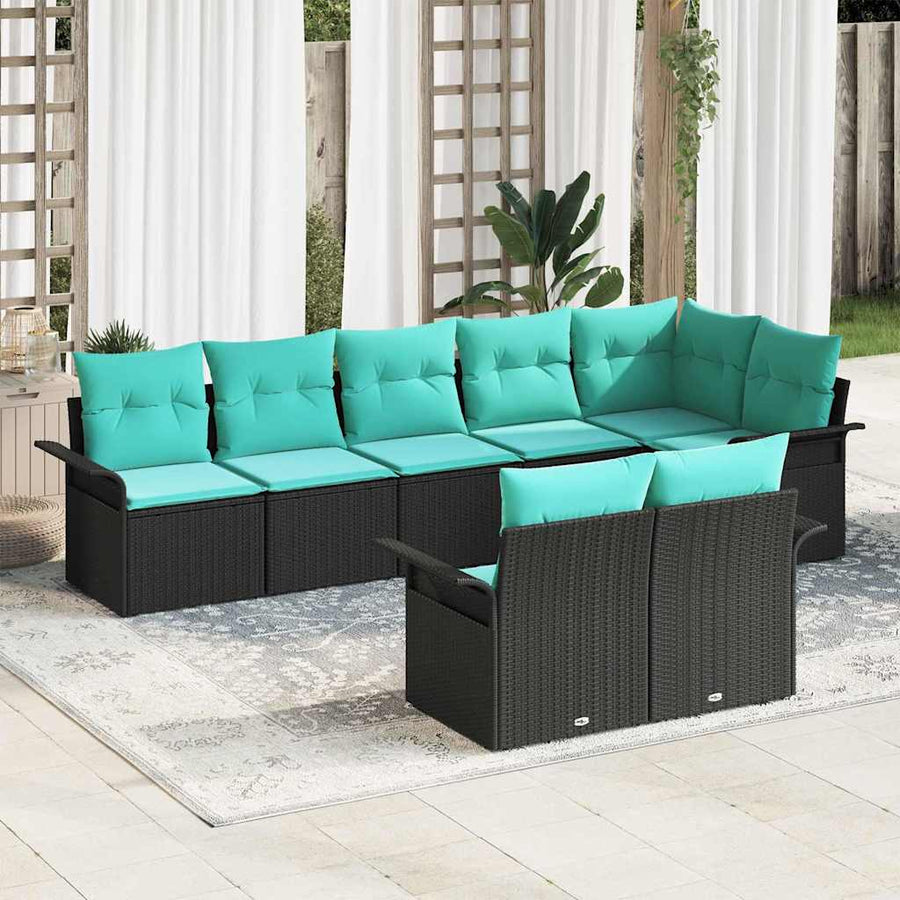 Tuin Sofa Set met opslag 8 pcs Zwart poly rattan
