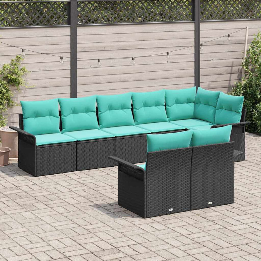 Tuin Sofa Set met opslag 8 pcs Zwart poly rattan