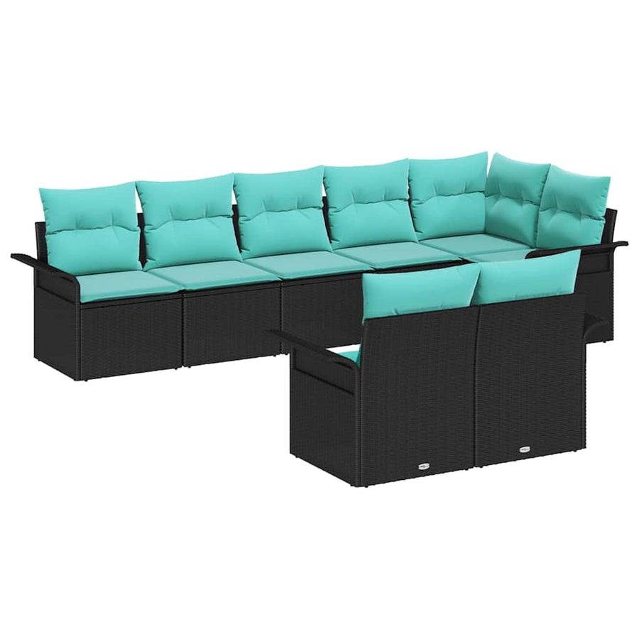 Tuin Sofa Set met opslag 8 pcs Zwart poly rattan