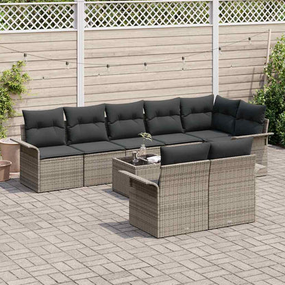 Tuin Sofa Set met opslag 9 pcs Grijs poly rattan