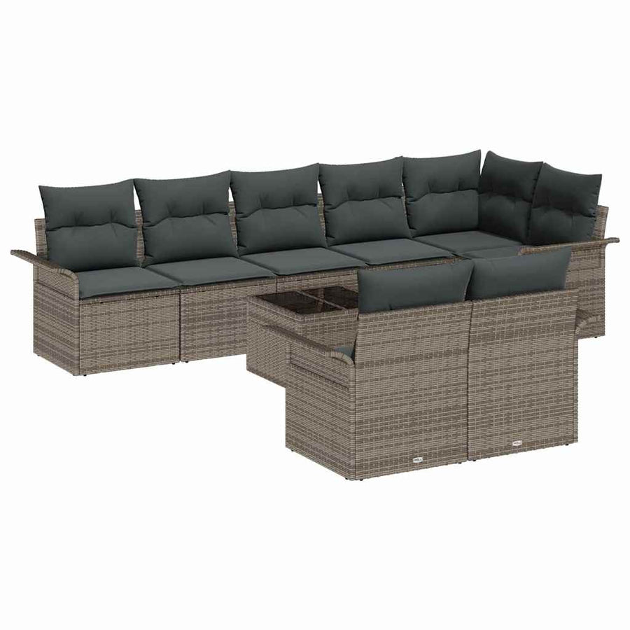 Tuin Sofa Set met opslag 9 pcs Grijs poly rattan