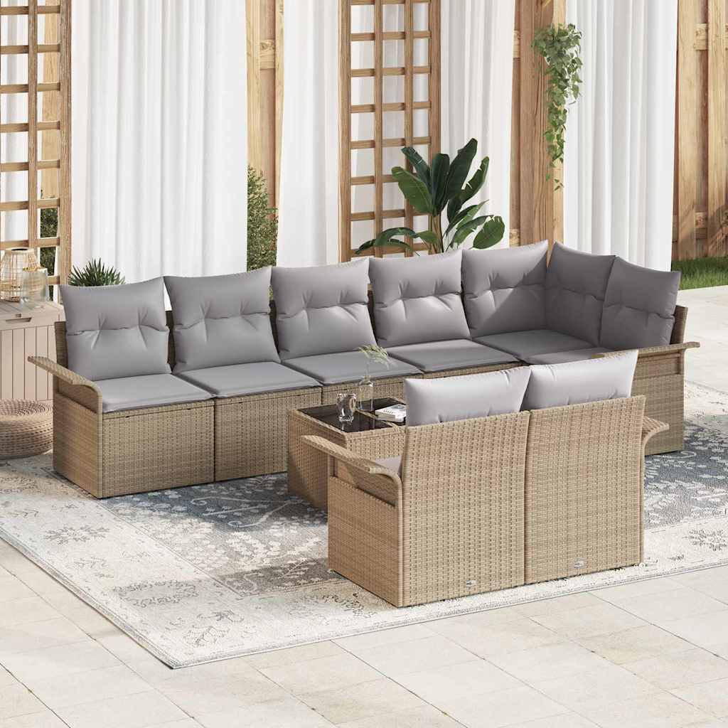 Tuin Sofa Set met opslag 9 pcs Beige poly rattan