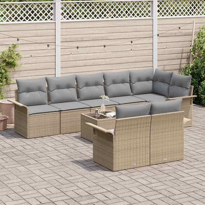 Tuin Sofa Set met opslag 9 pcs Beige poly rattan