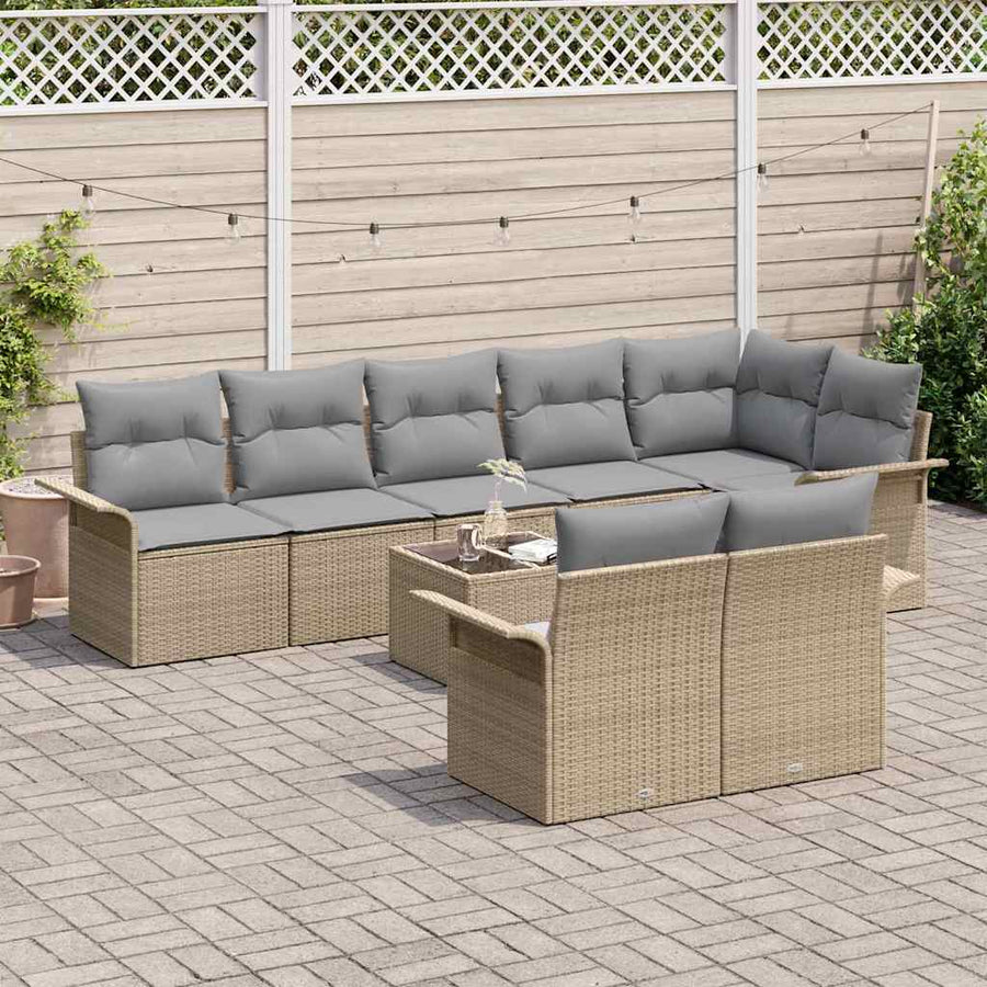 Tuin Sofa Set met opslag 9 pcs Beige poly rattan