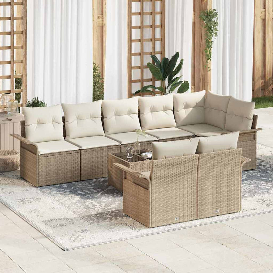 Tuin Sofa Set met opslag 9 pcs Beige poly rattan