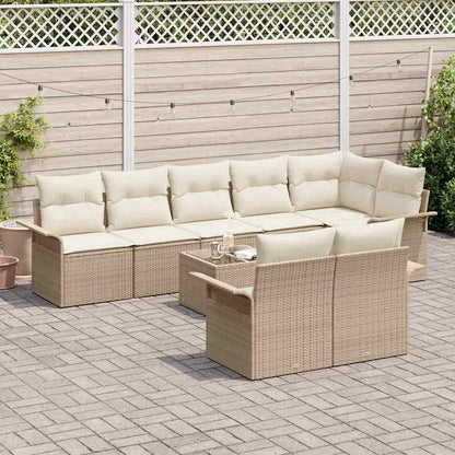 Tuin Sofa Set met opslag 9 pcs Beige poly rattan