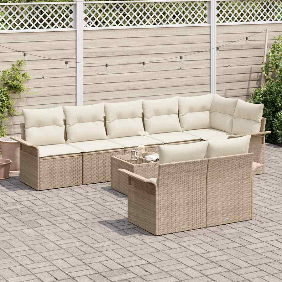 Tuin Sofa Set met opslag 9 pcs Beige poly rattan