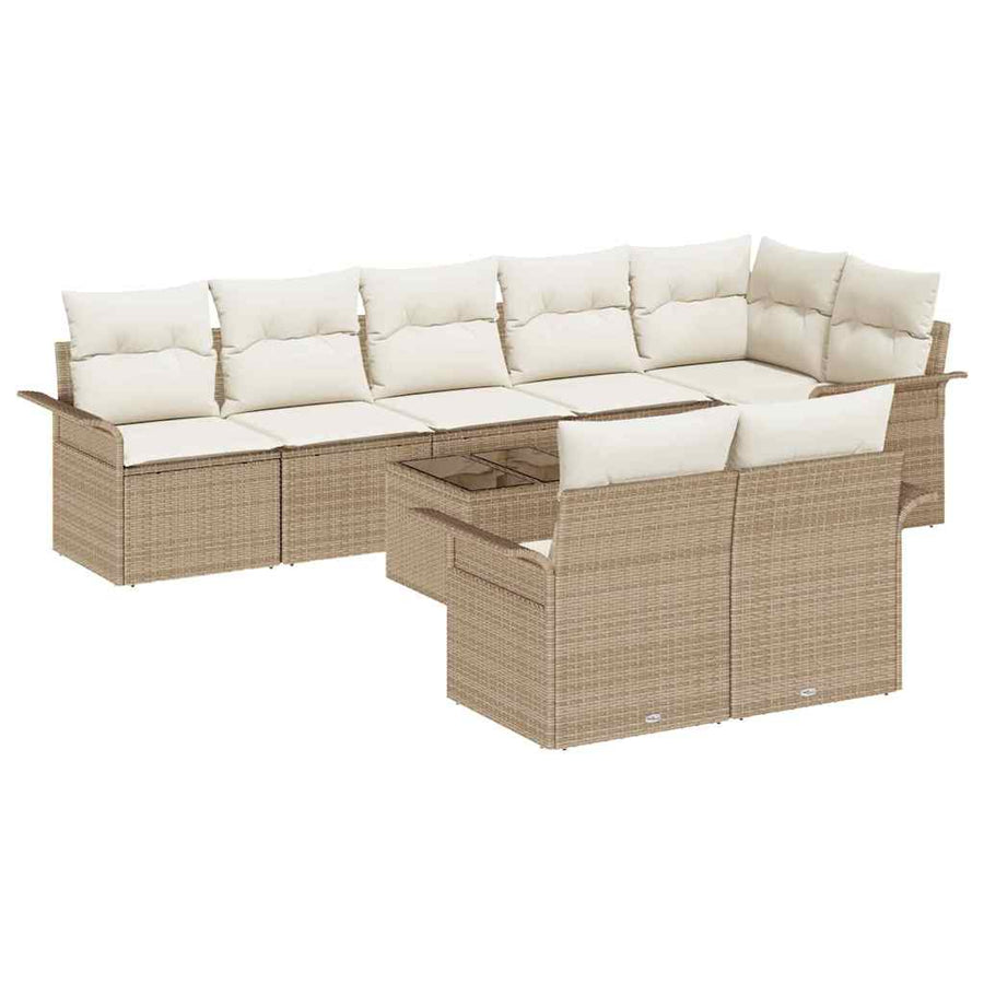 Tuin Sofa Set met opslag 9 pcs Beige poly rattan