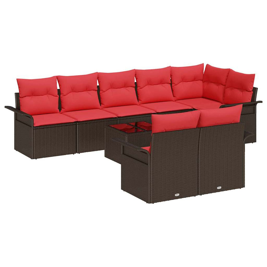 Tuin Sofa Set met opslag 9 pcs Bruin poly rattan