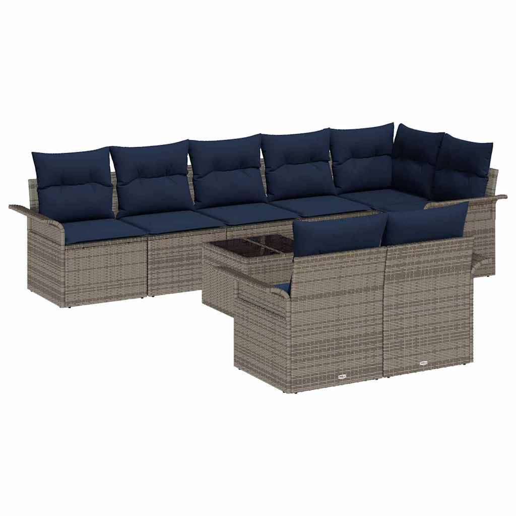 Tuin Sofa Set met opslag 9 pcs Grijs poly rattan
