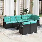 Tuinset poly rattan 9-delig zwart met opslag