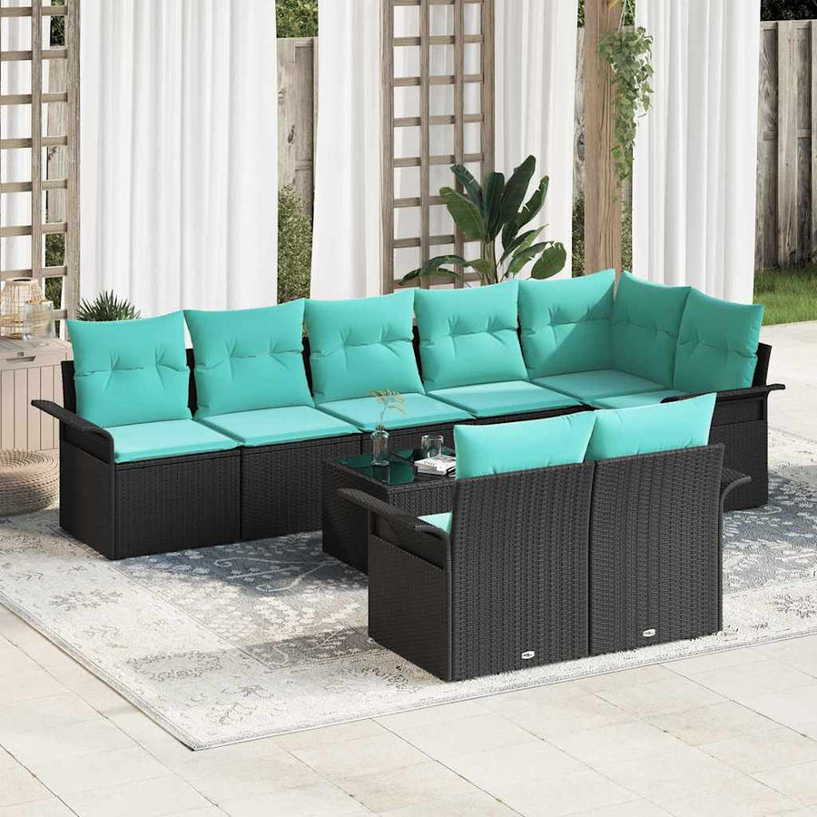 Tuin Sofa Set met opslag 9 pcs Zwart poly rattan