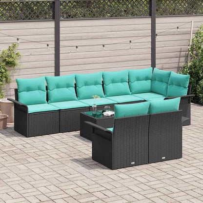 Tuin Sofa Set met opslag 9 pcs Zwart poly rattan