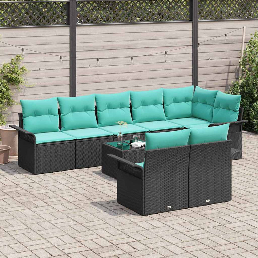 Tuin Sofa Set met opslag 9 pcs Zwart poly rattan