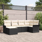 Garden Sofa Set with Storage 6 pcs Black poly rattan