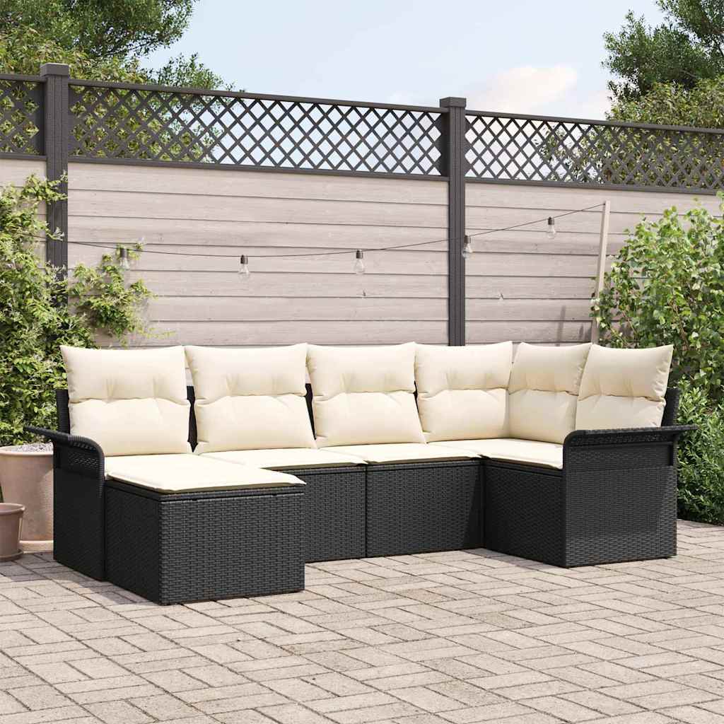 Tuin Sofa Set met opslag 6 pcs Zwart poly rattan