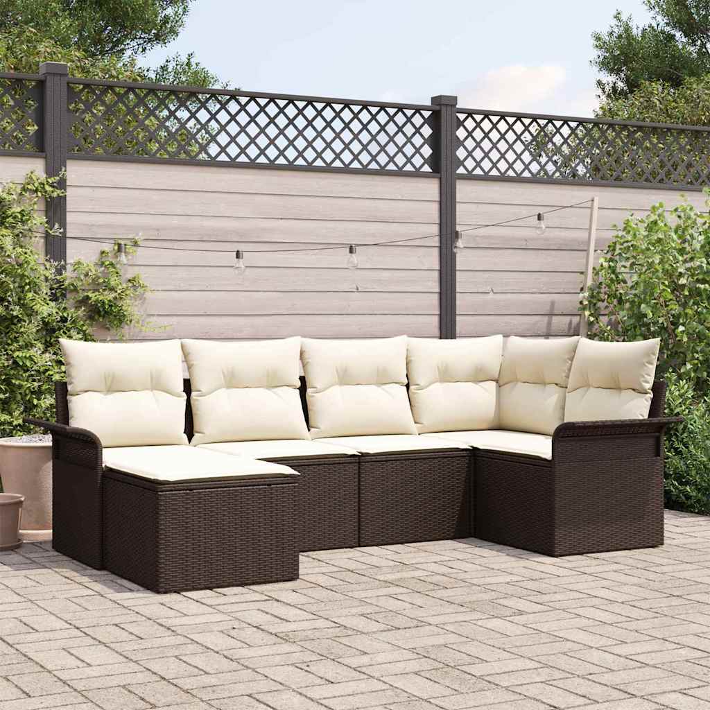 Tuin Sofa Set met kussen met opslag 6 pcs Bruin Poly riet