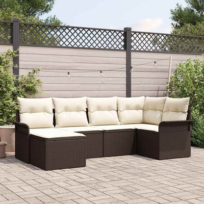 Tuin Sofa Set met kussen met opslag 6 pcs Bruin Poly riet