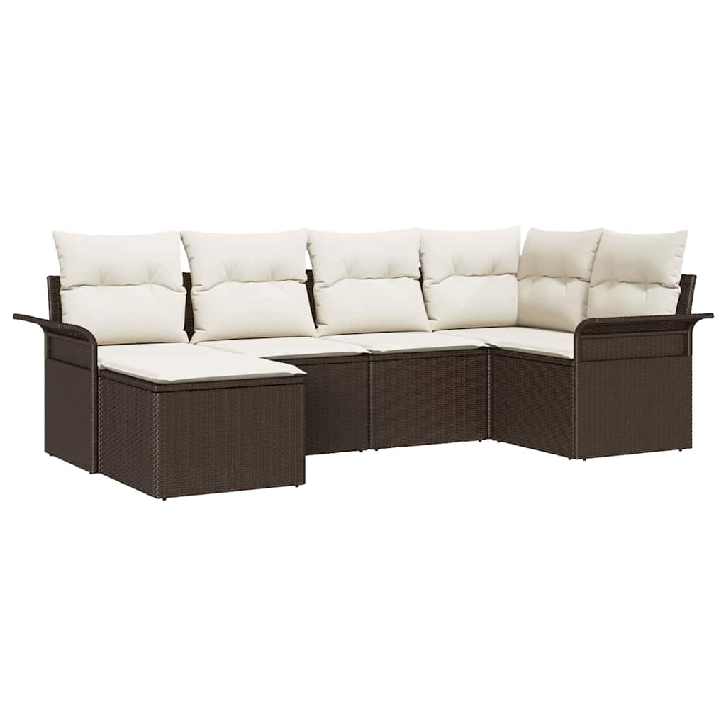 Tuin Sofa Set met kussen met opslag 6 pcs Bruin Poly riet