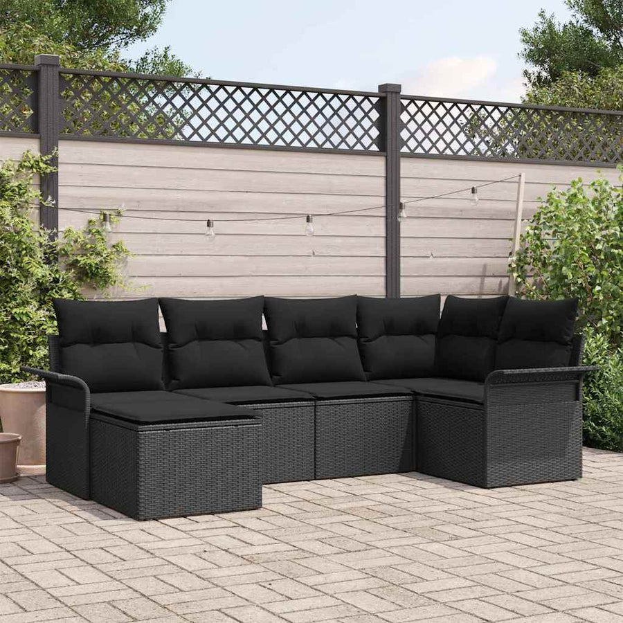 Tuin Sofa Set met opslag 6 pcs Zwart poly rattan