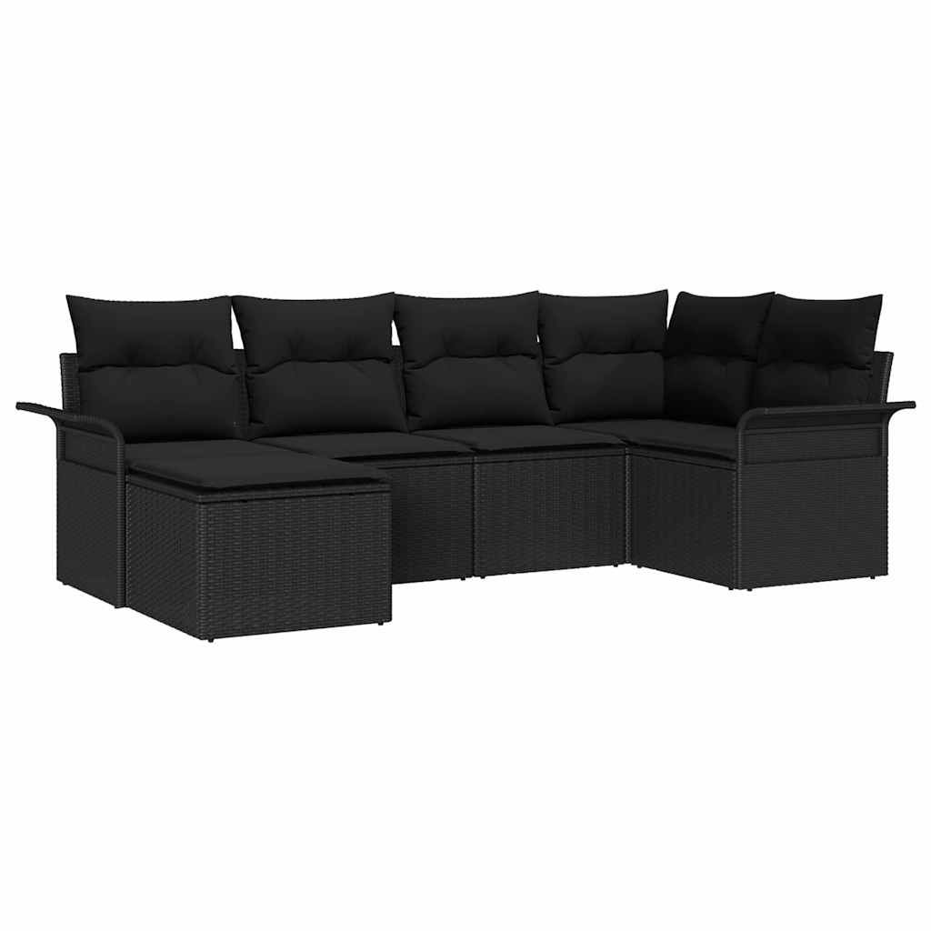 Tuin Sofa Set met opslag 6 pcs Zwart poly rattan