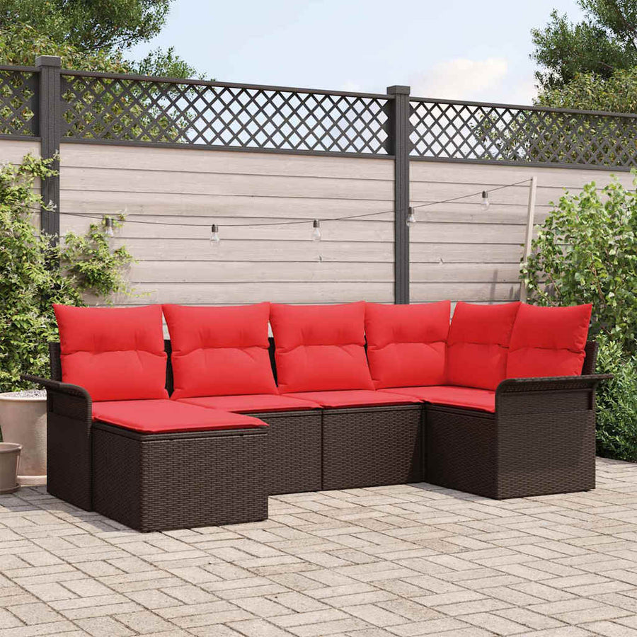 Tuin Sofa Set met opslag 6 pcs Bruin poly rattan