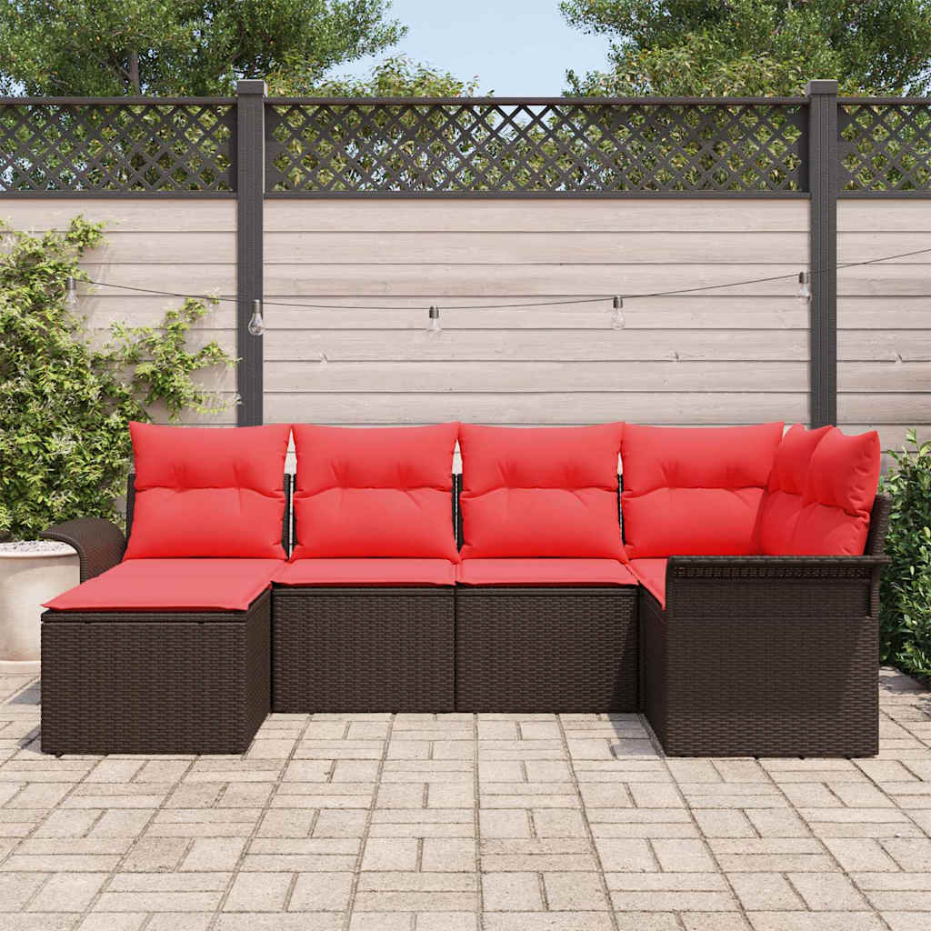 Tuin Sofa Set met opslag 6 pcs Bruin poly rattan