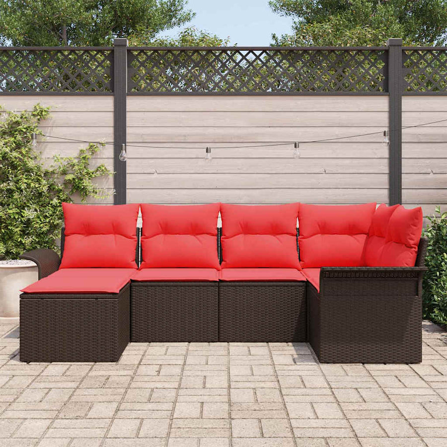 Tuin Sofa Set met opslag 6 pcs Bruin poly rattan