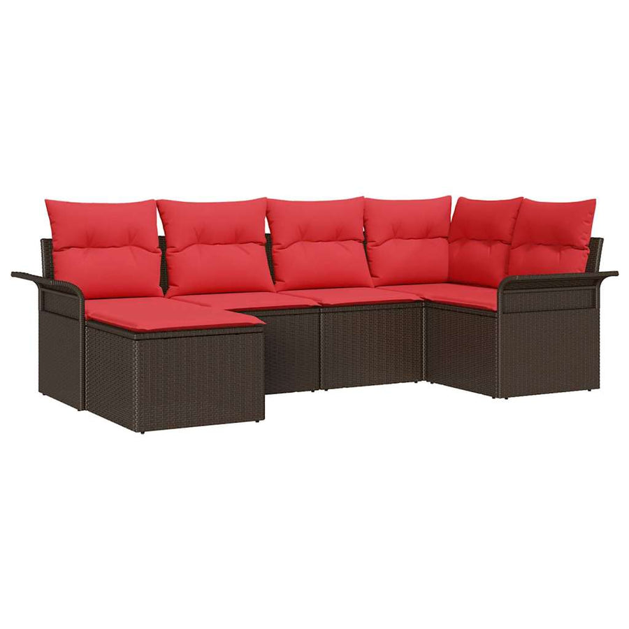 Tuin Sofa Set met opslag 6 pcs Bruin poly rattan