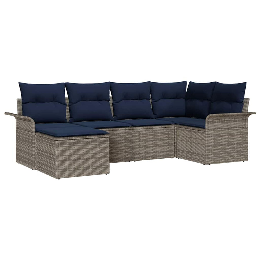 Tuin Sofa Set met opslag 6 pcs Grijs poly rattan