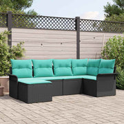 Tuinset poly rattan 6-delig zwart modulair met opbergruimte