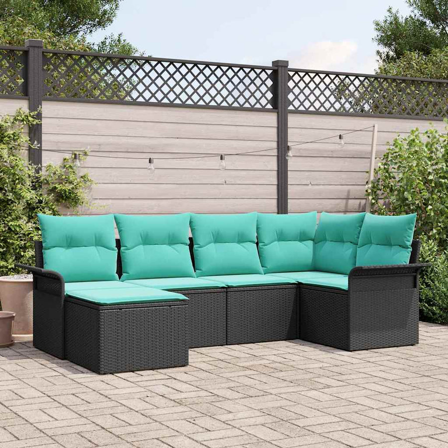 Tuin Sofa Set met opslag 6 pcs Zwart poly rattan