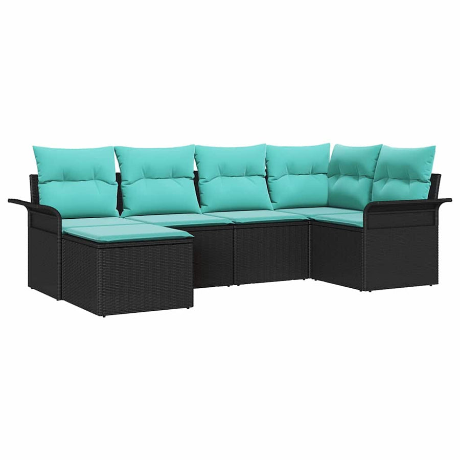 Tuin Sofa Set met opslag 6 pcs Zwart poly rattan