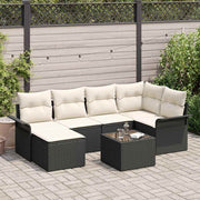 Tuinset poly rattan 7-delig zwart modulair met opbergruimte